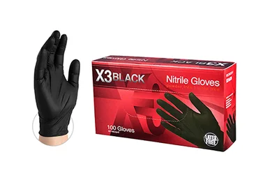 Image: AMMEX X3 Industrial Disposable Black Nitrile Gloves (by AMMEX)