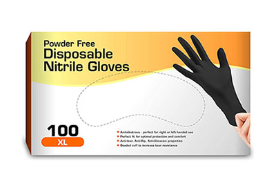 Image: Chefs Star Powder Free Disposable Black Nitrile Gloves (by Chef