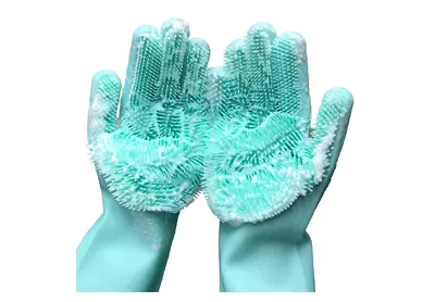 Image: Magic Dishwashing Cleaning Reusable Silicone Brush Scrubber Gloves (by MITALOO)