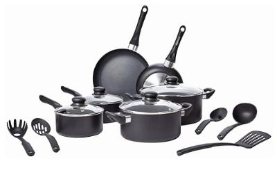 Image: Amazon Basics 15-Piece Black Non-stick Cookware Set