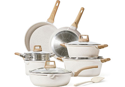 Image: Carote 12-Piece White Granite Nonstick Cookware Set
