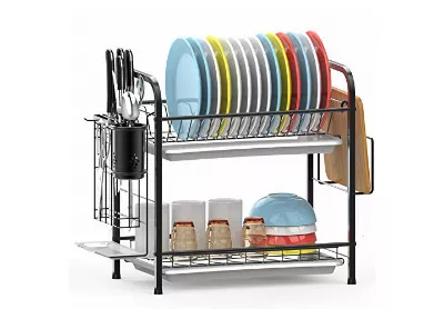 Image: iSPECLE 2-Tier Dish Drying Rack with Utensil Holder (by Ispecle)