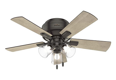 Image: Hunter 52153 42-inch Crestfield Ceiling Fan with Led Light and Pull Chain Control