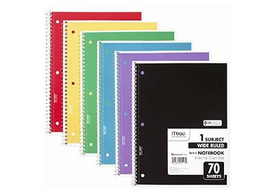 Image: Mead 1-Subject Wide Ruled Spiral Notebook 6-Pack