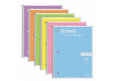 Image: Oxford 1 Subject College Ruled Pastel-Color Notebooks 6-pack