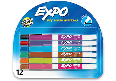 Image: Expo Low Odor Fine Tip 12-Color Dry Erase Markers