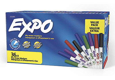 Image: Expo Low Odor Ultra Fine 5-Color Dry Erase Markers 36-count