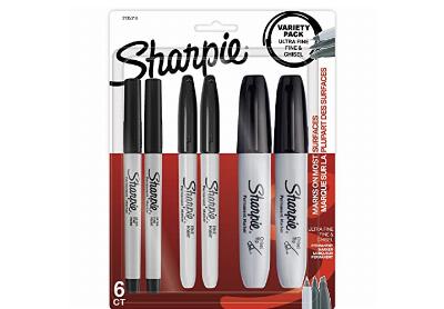 Image: Sharpie Black-Ink Permanent Markers Variety Pack 6-count