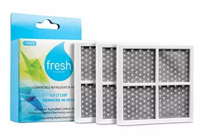 Image: Fresh LT120F LG Refrigerator Air Filter Replacement 3 Pack (3.5 x 0.25 x 3.5 inches) (by Clearwater)